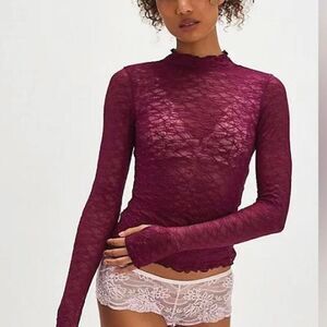 NWT Free People From The Start Mockneck Long Sleeve top Size XS